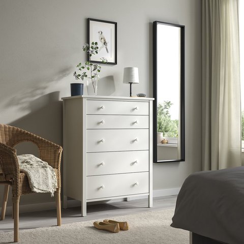 KILBERGET 5-drawer dresser - white/anchor/unlock function 29 7/8x40 1/8 "